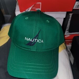 Nautica Green Baseball Cap with Navy Sail Logo